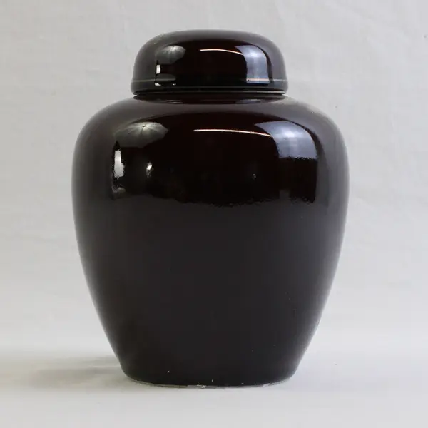 Unbranded Brown Floral Patterned Porcelain Ginger Jar/Vase With Lid Japan