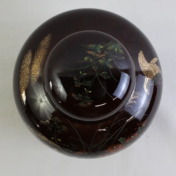 Unbranded Brown Floral Patterned Porcelain Ginger Jar/Vase With Lid Japan