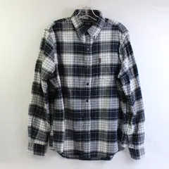 Chaps Men's L Stretch Blue Plaid Long Sleeve Button Up Flannel Shirt