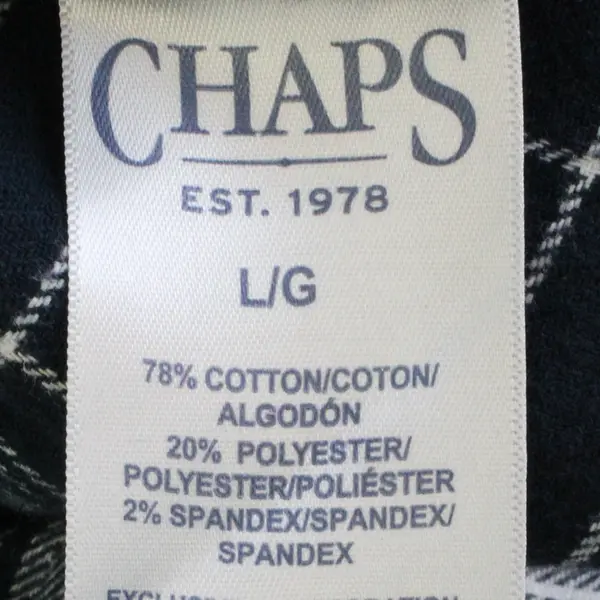 Chaps Men's L Stretch Blue Plaid Long Sleeve Button Up Flannel Shirt