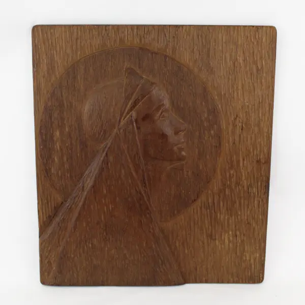 Vintage Hand Carved Virgin Mary Wood Plaque  18" x  16"