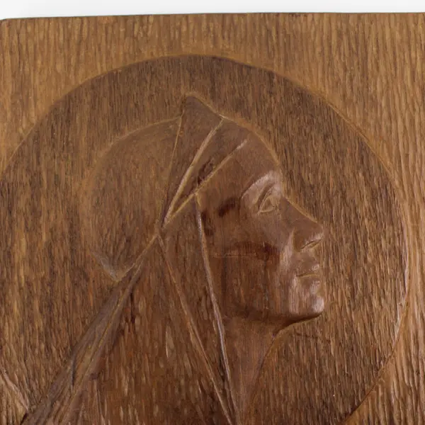 Vintage Hand Carved Virgin Mary Wood Plaque  18" x  16"