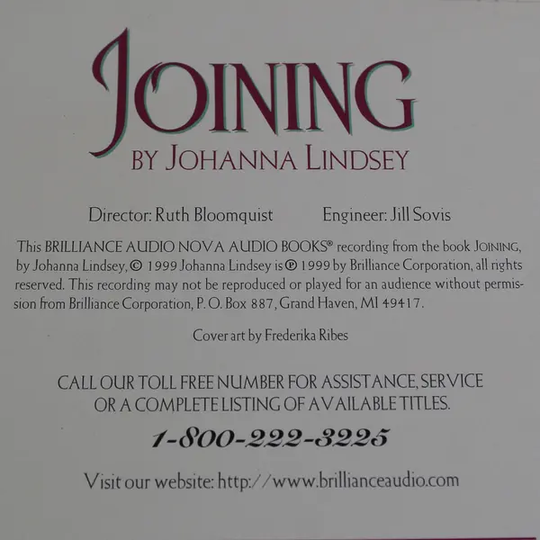 Joining By Johanna Lindsey Read By Sharon Williams (Audio Book, 2 Cassettes)