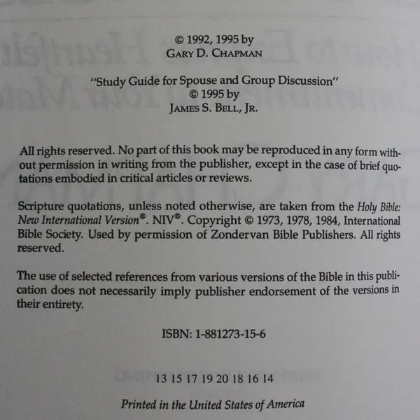 Five Love Languages The Secret to Love That Lasts by Gary Chapman 1995 PB