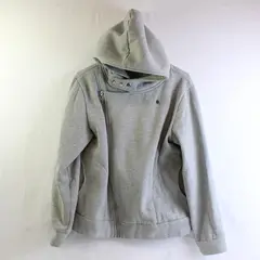 Tomsware Women's L Gray Jersey Asymmetric Hooded Full Zip w/Snaps Jacket
