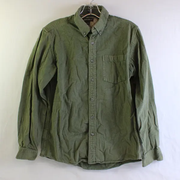 Eddie Bauer Men's S Green Heavyweight Cotton Long Sleeve Button Up Shirt