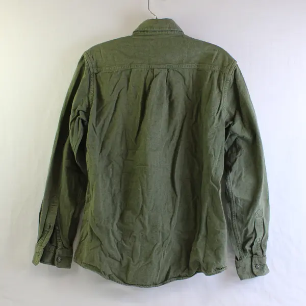 Eddie Bauer Men's S Green Heavyweight Cotton Long Sleeve Button Up Shirt