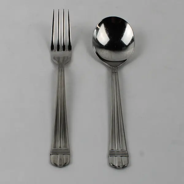 Lot of 2 Oneida Silver Geneva 18/10 SS 1 Round Soup Spoon 1 Dinner Fork HTF