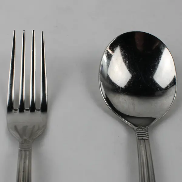 Lot of 2 Oneida Silver Geneva 18/10 SS 1 Round Soup Spoon 1 Dinner Fork HTF