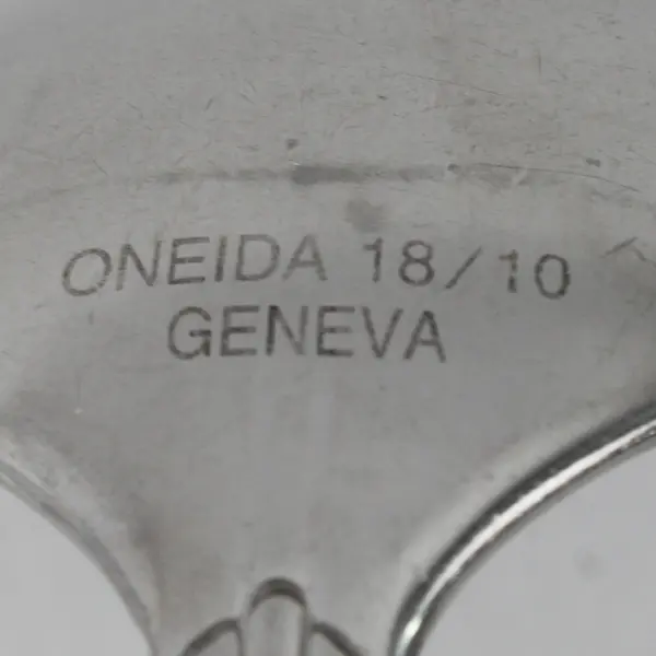 Lot of 2 Oneida Silver Geneva 18/10 SS 1 Round Soup Spoon 1 Dinner Fork HTF