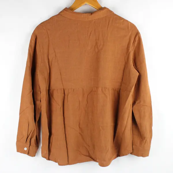 Unbranded Women's S Light Brown Woven Long Sleeve Button Up Shirt