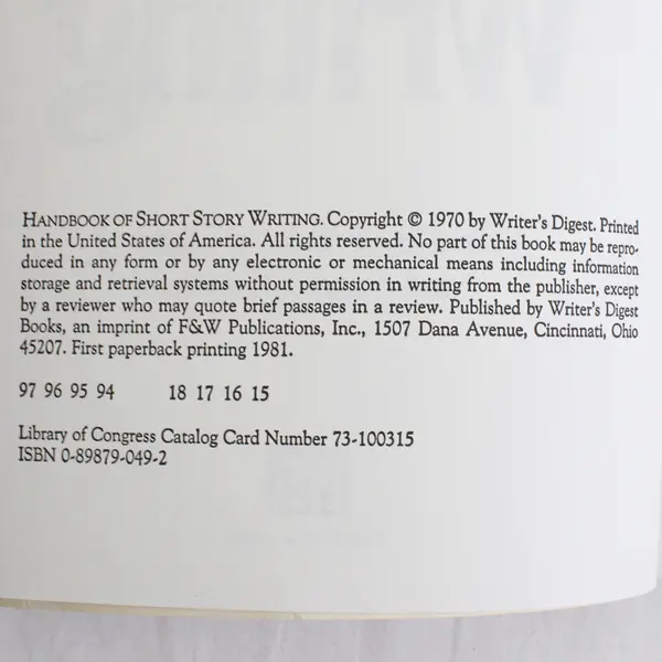 Writer's Digest Handbook of Short Story Writing SC, 1981