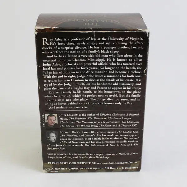 The Summons By John Grisham Read By Michael Beck (Audio Book, 6 Cassettes)