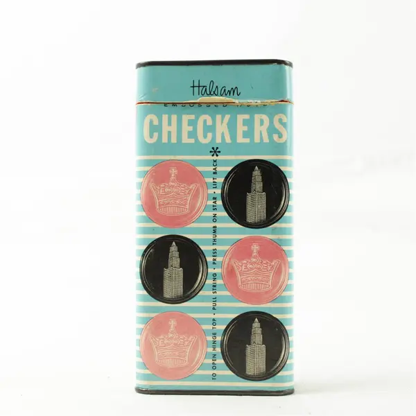 Vintage Halsam Comet Embossed Red & Black Wood Checkers Incomplete 11B/9R