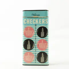 Vintage Halsam Comet Embossed Red & Black Wood Checkers Incomplete 11B/9R