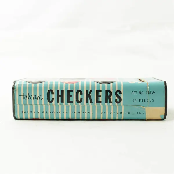 Vintage Halsam Comet Embossed Red & Black Wood Checkers Incomplete 11B/9R