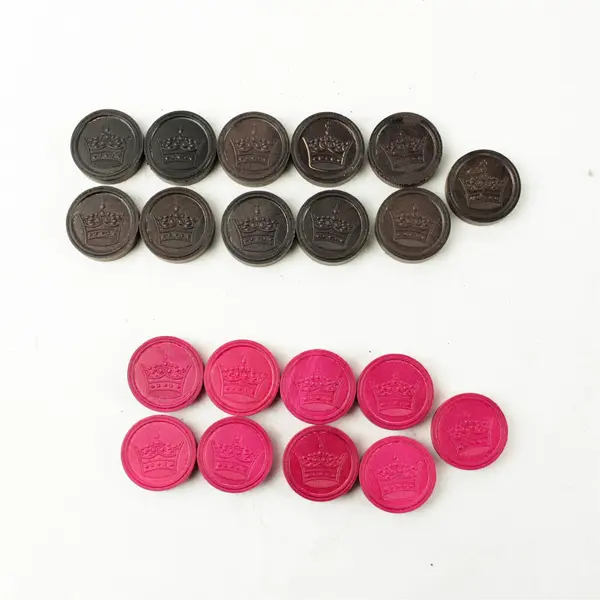 Vintage Halsam Comet Embossed Red & Black Wood Checkers Incomplete 11B/9R