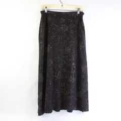 VTG Jones New York Petite Women's 12P Brown Floral 100% Silk Midi Skirt
