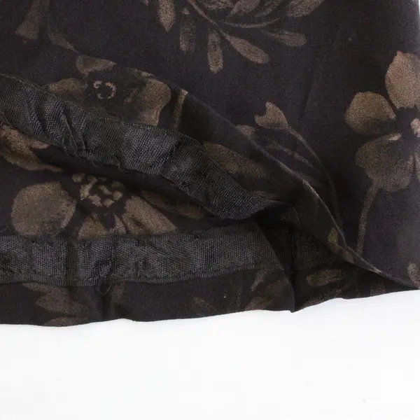 VTG Jones New York Petite Women's 12P Brown Floral 100% Silk Midi Skirt