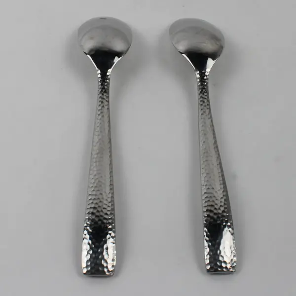 Lot of 2 Dash Of That Flatware Hammered Handle Pattern Stainless Teaspoons 6.75"
