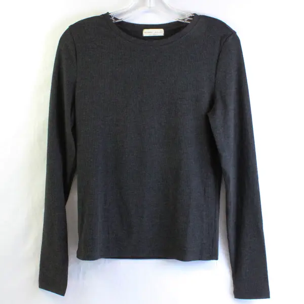 Frankee & Skylarr Women's XL Charcoal Gray Ribbed Long Sleeve Pullover Shirt