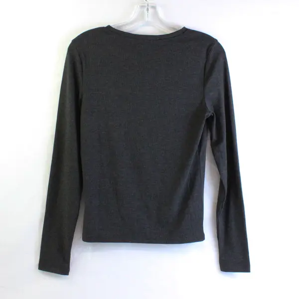 Frankee & Skylarr Women's XL Charcoal Gray Ribbed Long Sleeve Pullover Shirt