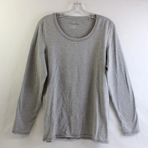 Jockey Women's L Gray Jersey Cotton Blend Long Sleeve Stretch Shirt