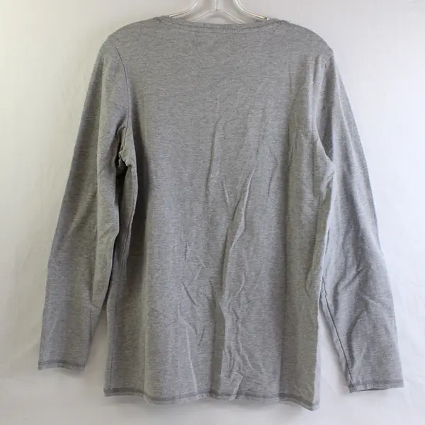 Jockey Women's L Gray Jersey Cotton Blend Long Sleeve Stretch Shirt