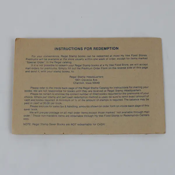 Vintage Regal Premium Stamp Saver Book Hy-Vee Stores