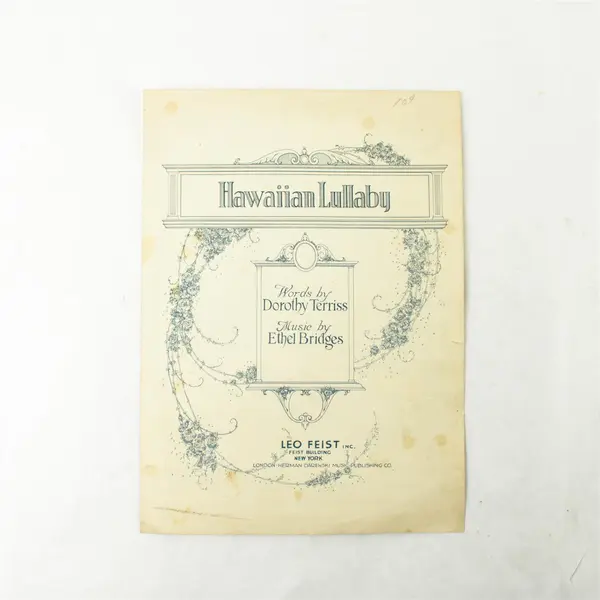 Hawaiian Lullaby Sheet Music Words by Dorothy Terriss Music by Ethel Bridges