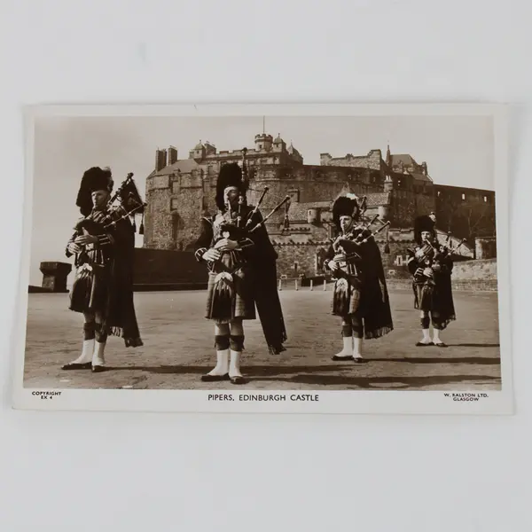 Pipers Edinburgh Castle RPPC Postcard W Ralston Ltd Scotland Unposted