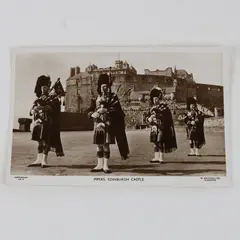 Pipers Edinburgh Castle RPPC Postcard W Ralston Ltd Scotland Unposted