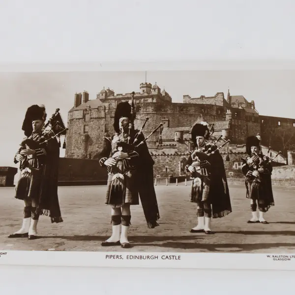 Pipers Edinburgh Castle RPPC Postcard W Ralston Ltd Scotland Unposted