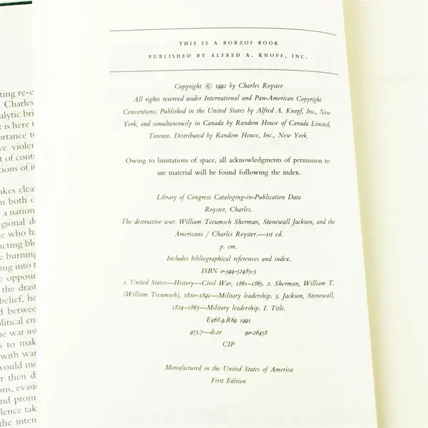 Destructive War by Charles Royster Hardcover Military History Book