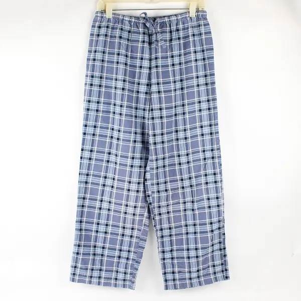 L.L.Bean Women's XS Blue Plaid 100% Cotton Drawstring Waist Lounge Pants