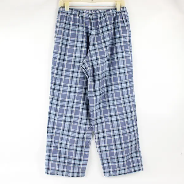 L.L.Bean Women's XS Blue Plaid 100% Cotton Drawstring Waist Lounge Pants