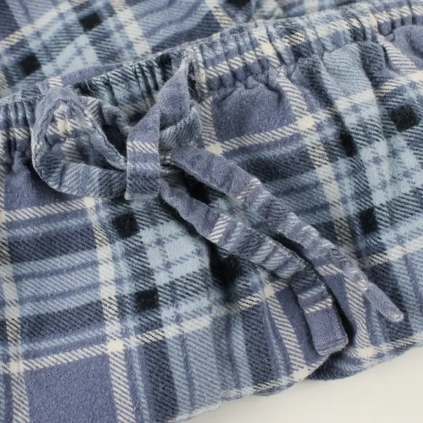 L.L.Bean Women's XS Blue Plaid 100% Cotton Drawstring Waist Lounge Pants