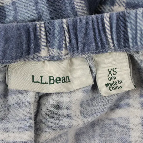 L.L.Bean Women's XS Blue Plaid 100% Cotton Drawstring Waist Lounge Pants