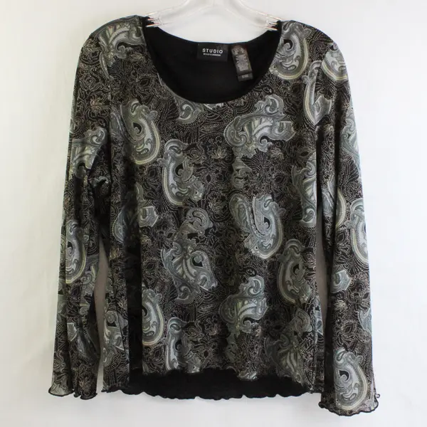 Studio by Liz Claiborne Women's XL Semi-Sheer Long Ruffle Sleeve 