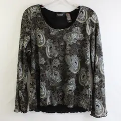 Studio by Liz Claiborne Women's XL Semi-Sheer Long Ruffle Sleeve 