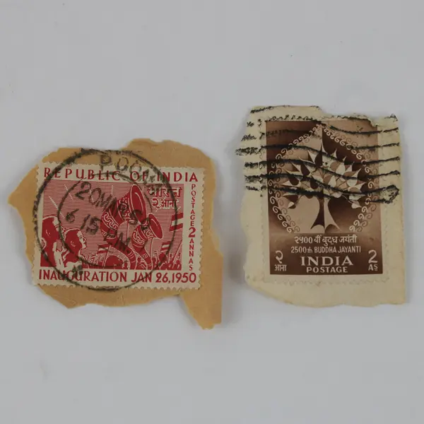 Lot Of 6 India Stamps Used 1950s Inauguration Tilak Buddha Kabir Mirabai