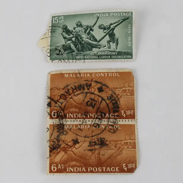 Lot Of 3 India Stamps Used Canceled 1950s Malaria Control 40th Labor Anniversary