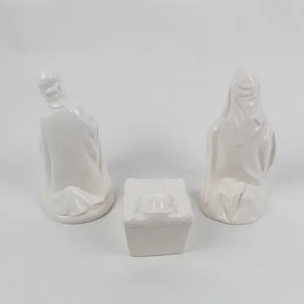 Vintage 3 Piece White Ceramic Holy Family Nativity Set
