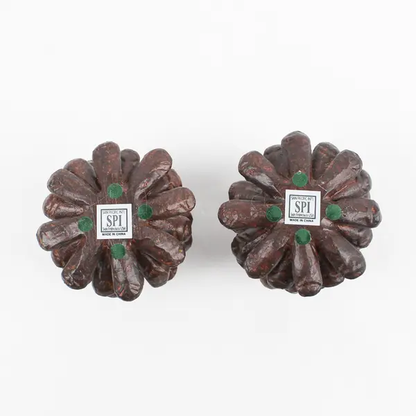 Set of 2 San Pacific International Pinecone Taper Candle Holders