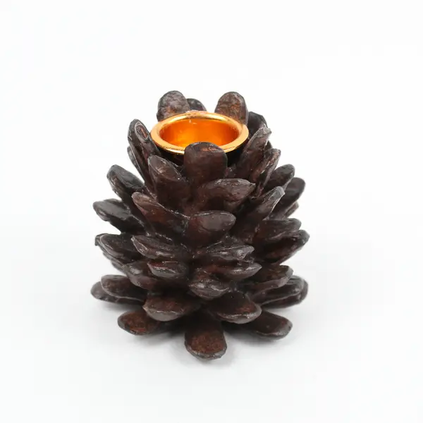 Set of 2 San Pacific International Pinecone Taper Candle Holders