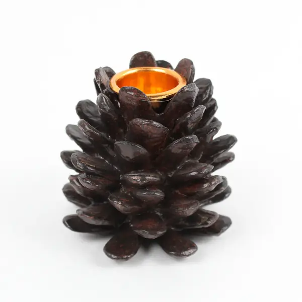 Set of 2 San Pacific International Pinecone Taper Candle Holders