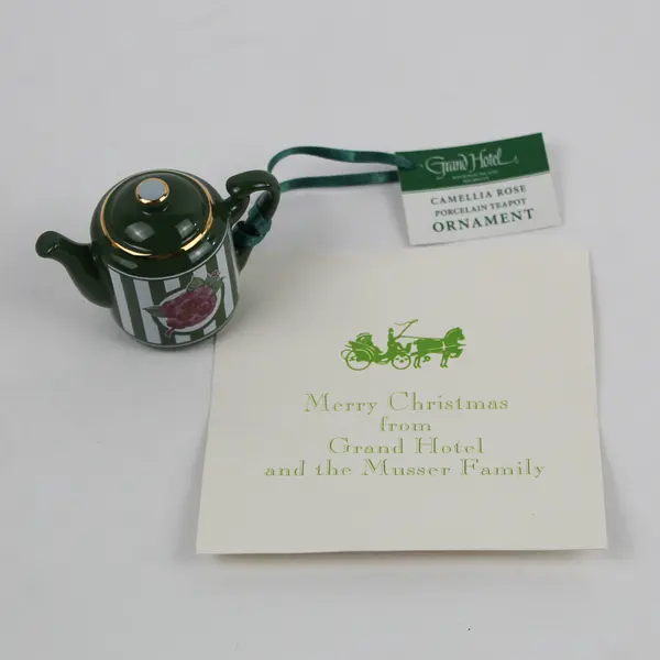 Grand Hotel Camellia Rose Porcelain Teapot Ornament 2"