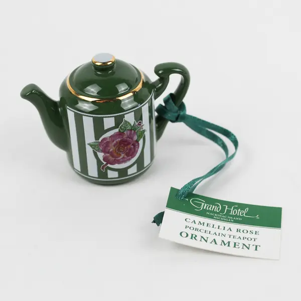 Grand Hotel Camellia Rose Porcelain Teapot Ornament 2"