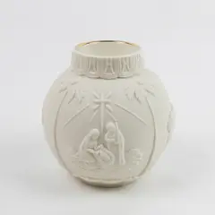 Lenox Ornamental Glow Nativity Bisque Porcelain Tea Light Candle Holder 4"