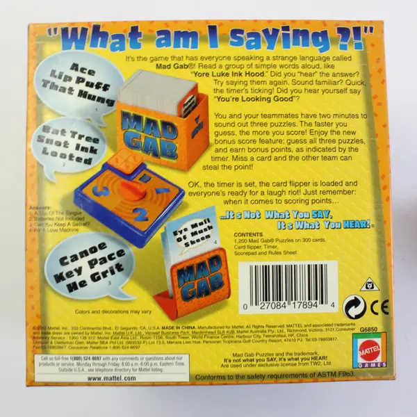 Mad Gab 2005 Mattel Party Card Game Complete